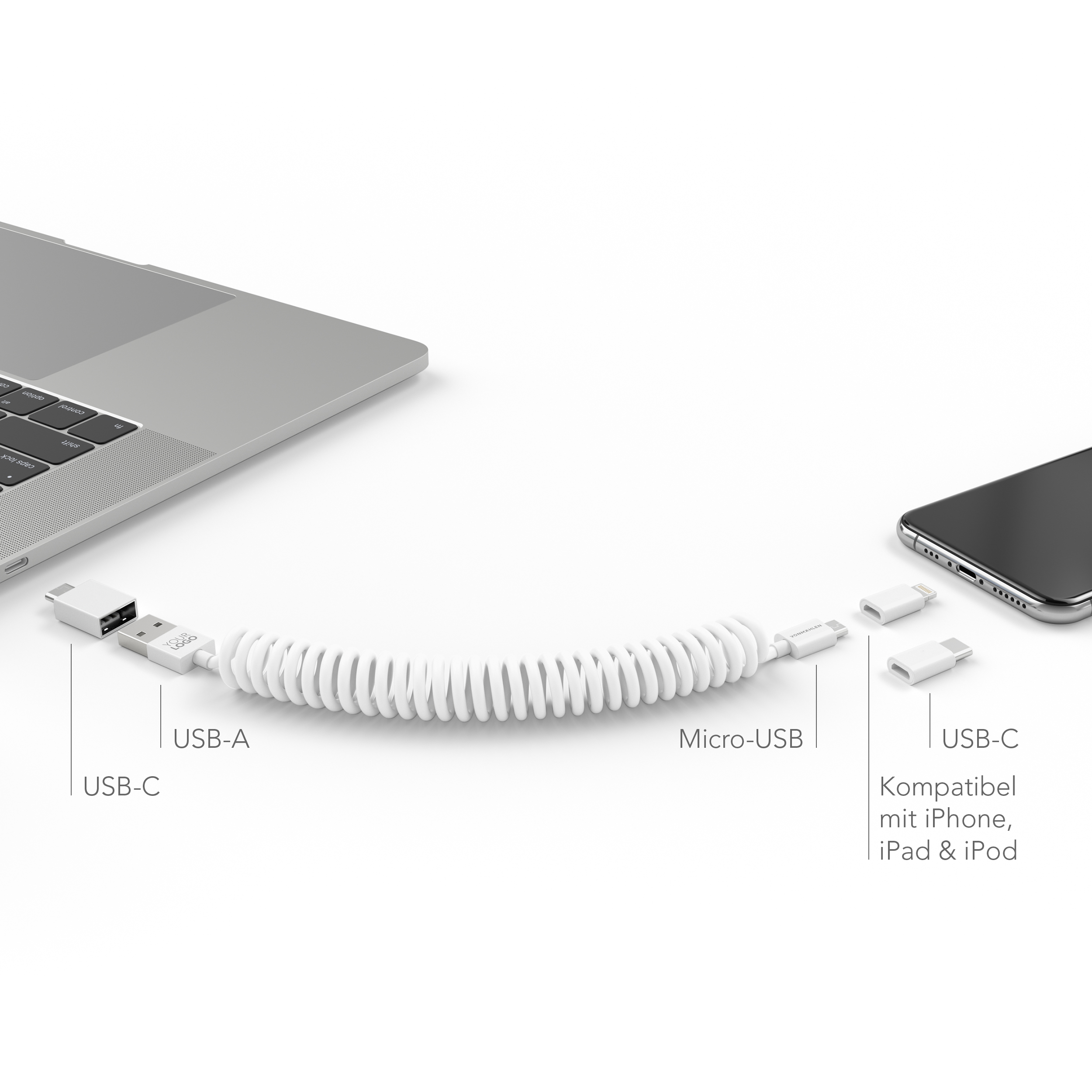 Allroundo - The All-in-One Charging Cable weiß